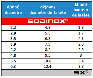 VIS À PETITE TÊTE, SHS AISI410